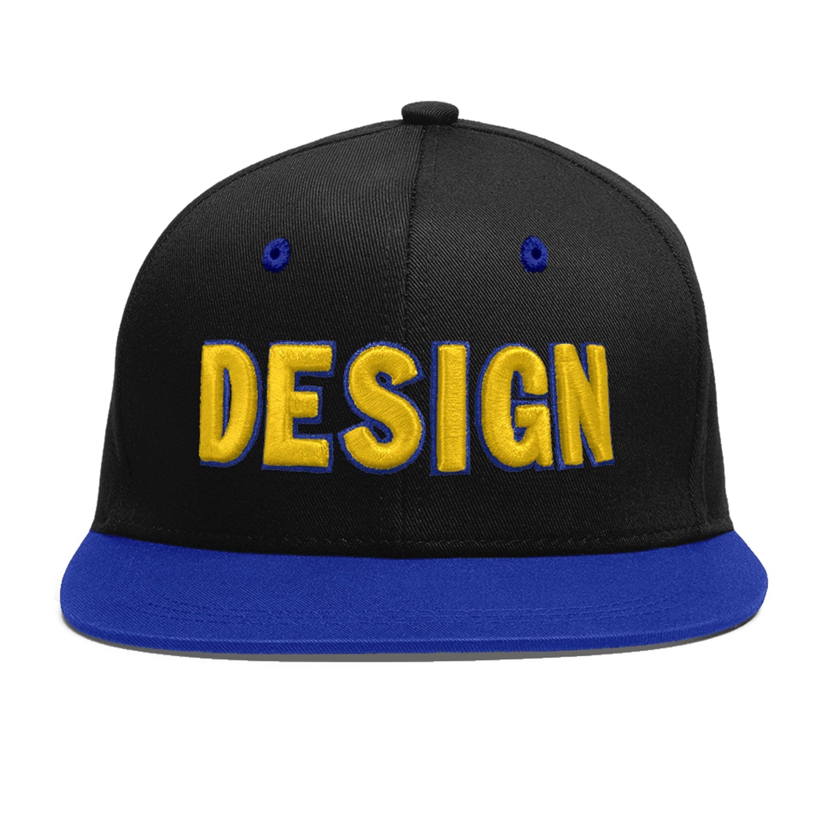 Custom Black Royal Blue 3D Puff Embroidery Flat Embroidery Casual Sport Baseball Cap