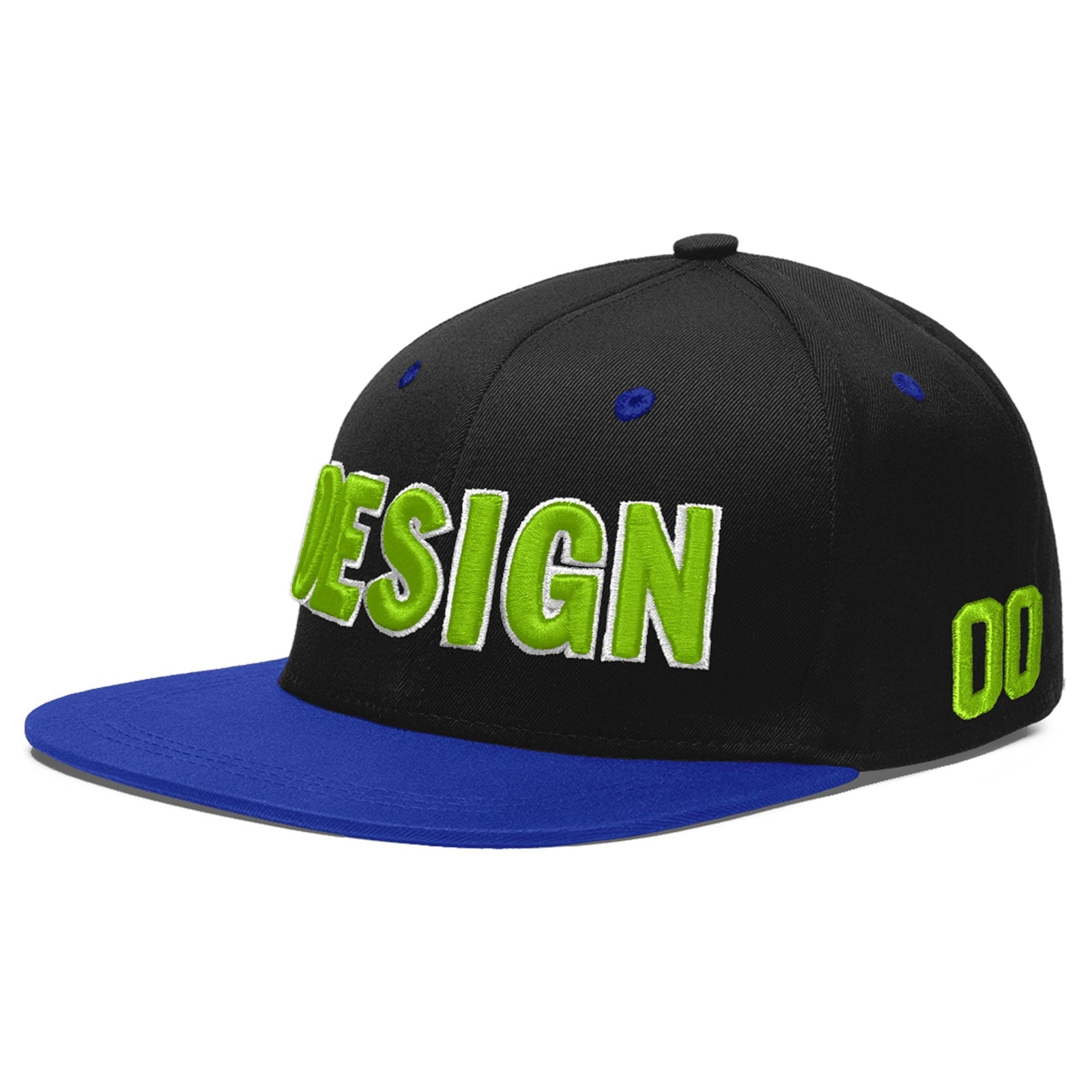 Custom Black Royal Blue 3D Puff Embroidery Flat Embroidery Casual Sport Baseball Cap