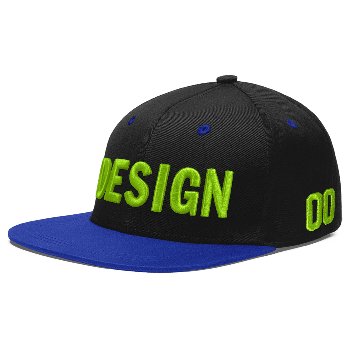 Custom Black Royal Blue 3D Puff Embroidery Flat Embroidery Casual Sport Baseball Cap