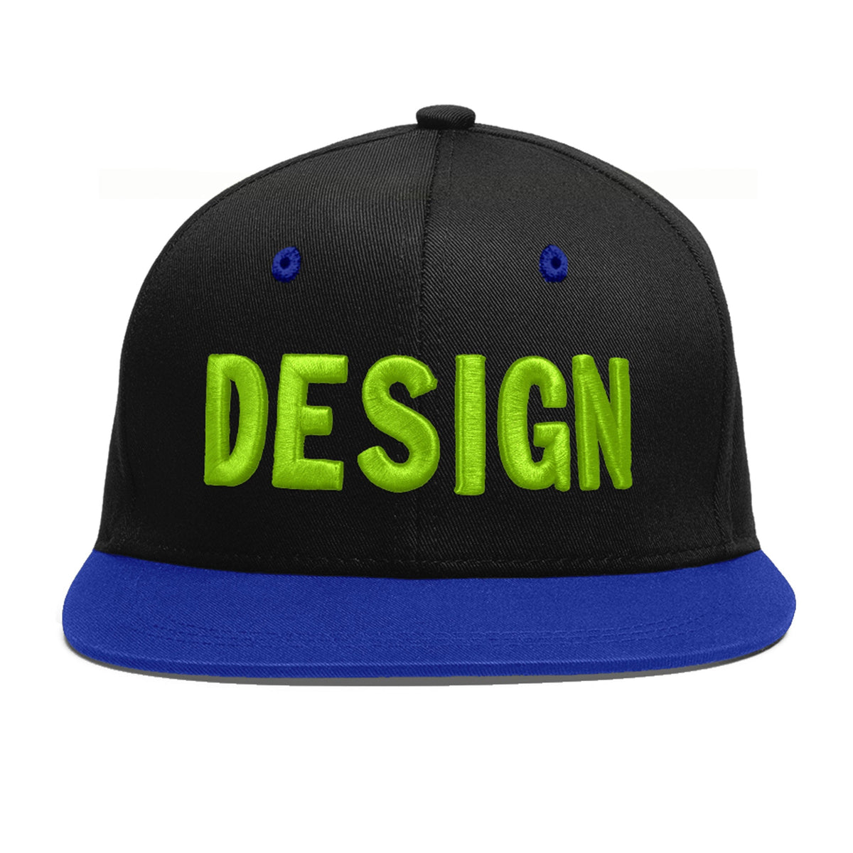 Custom Black Royal Blue 3D Puff Embroidery Flat Embroidery Casual Sport Baseball Cap