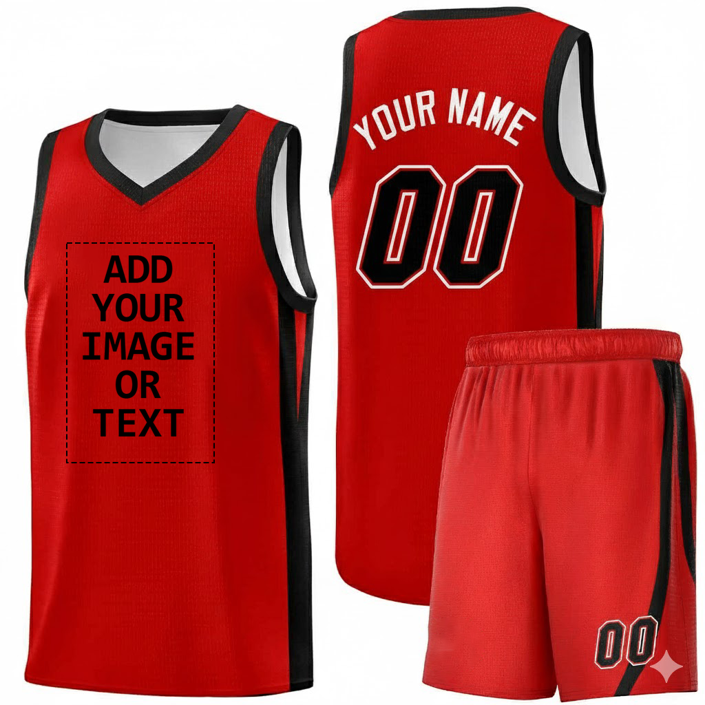 Custom Logo/Text Red Black Classic Sets Sports Uniform Basketball Jersey