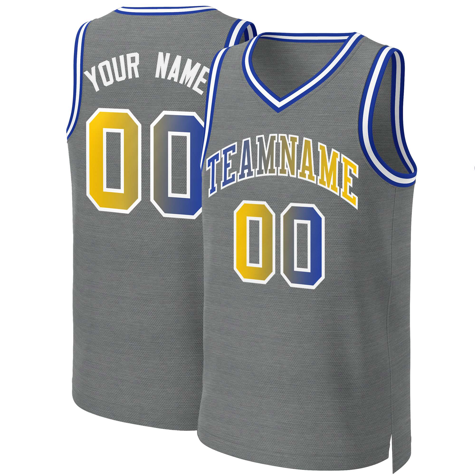 Custom Dark Gray Royal-White Classic Gradient Fashion Tops Basketball Jersey
