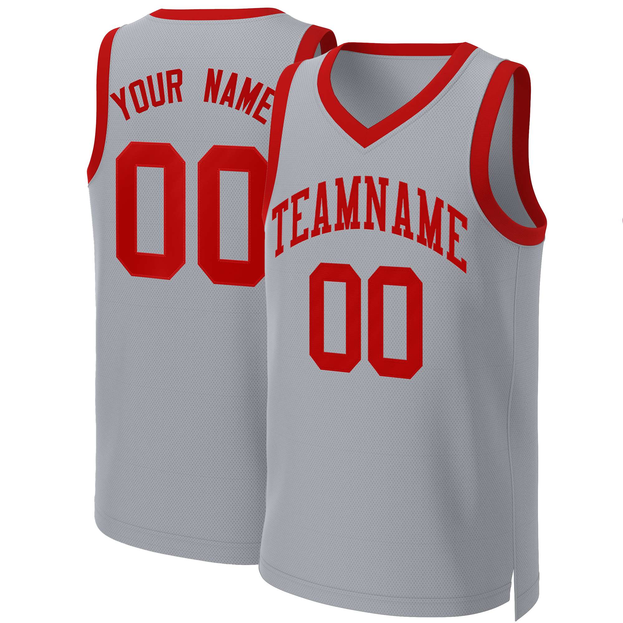 Custom Gray Red Classic Tops Basketball Jersey