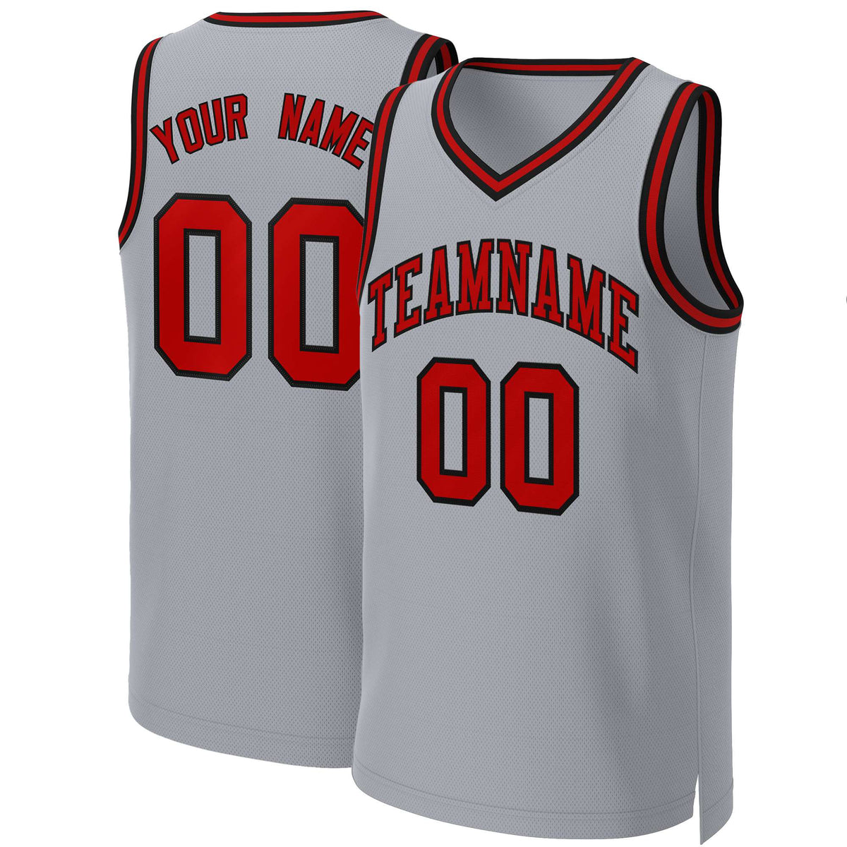 Custom Gray Red-Black Classic Tops Basketball Jersey