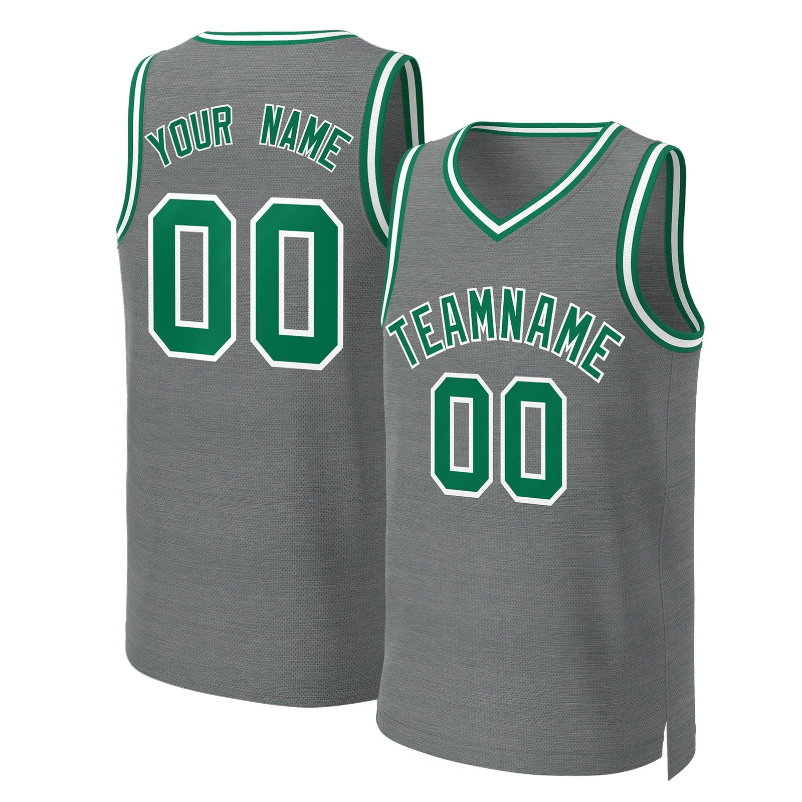 Custom Dark Gray Kelly Green-White Classic Tops Basketball Jersey