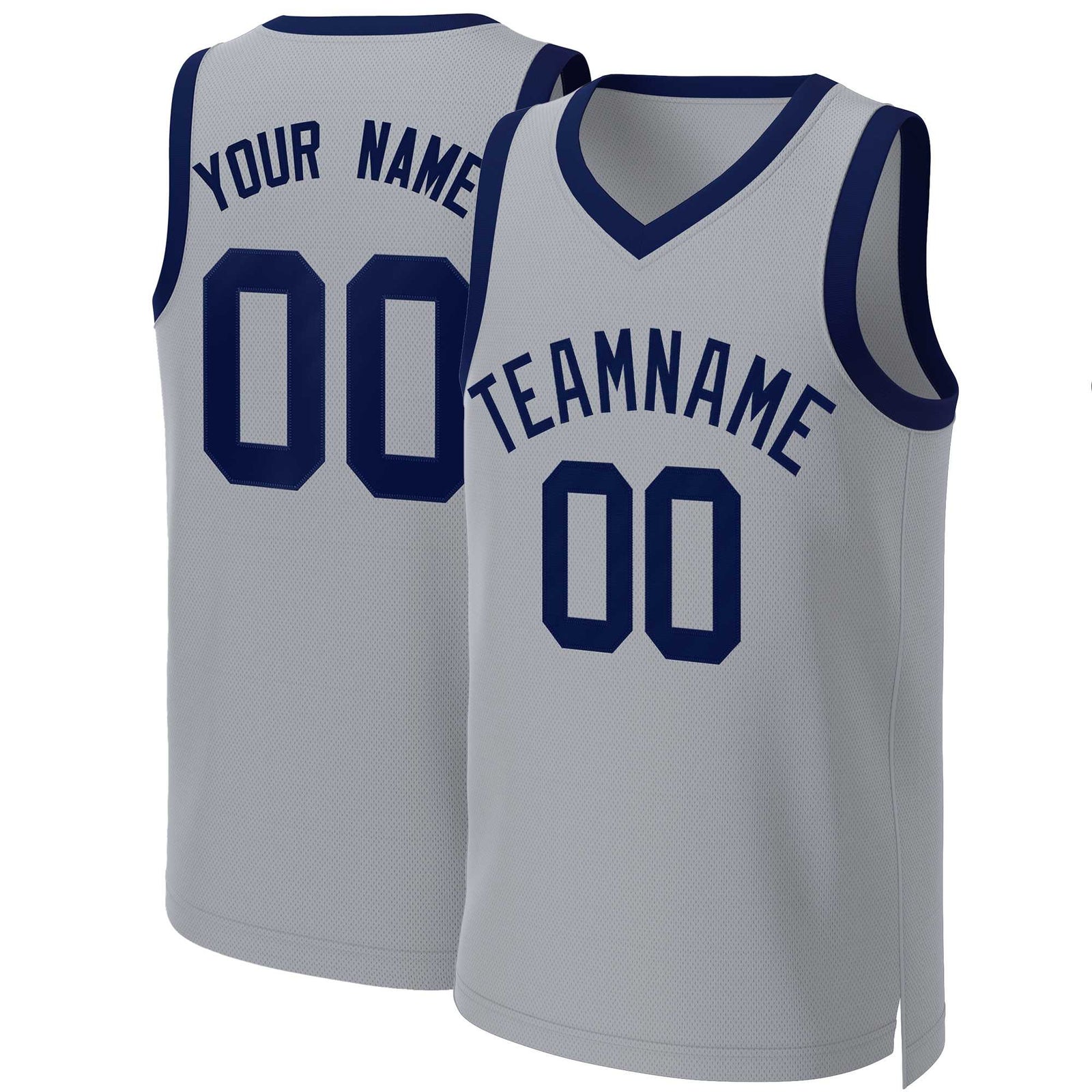 Custom Gray Navy Classic Tops Basketball Jersey
