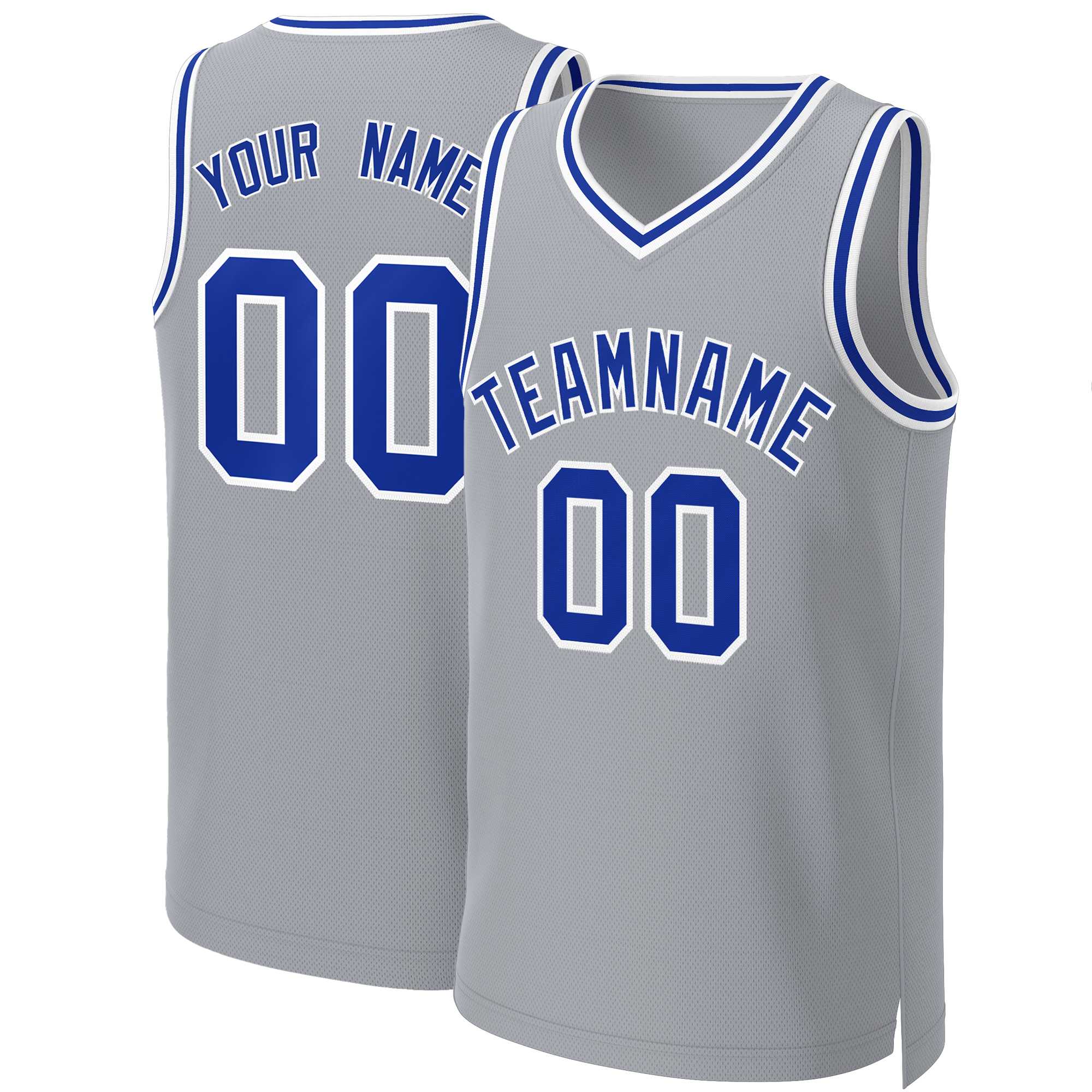 Custom Gray Royal-White Classic Tops Basketball Jersey