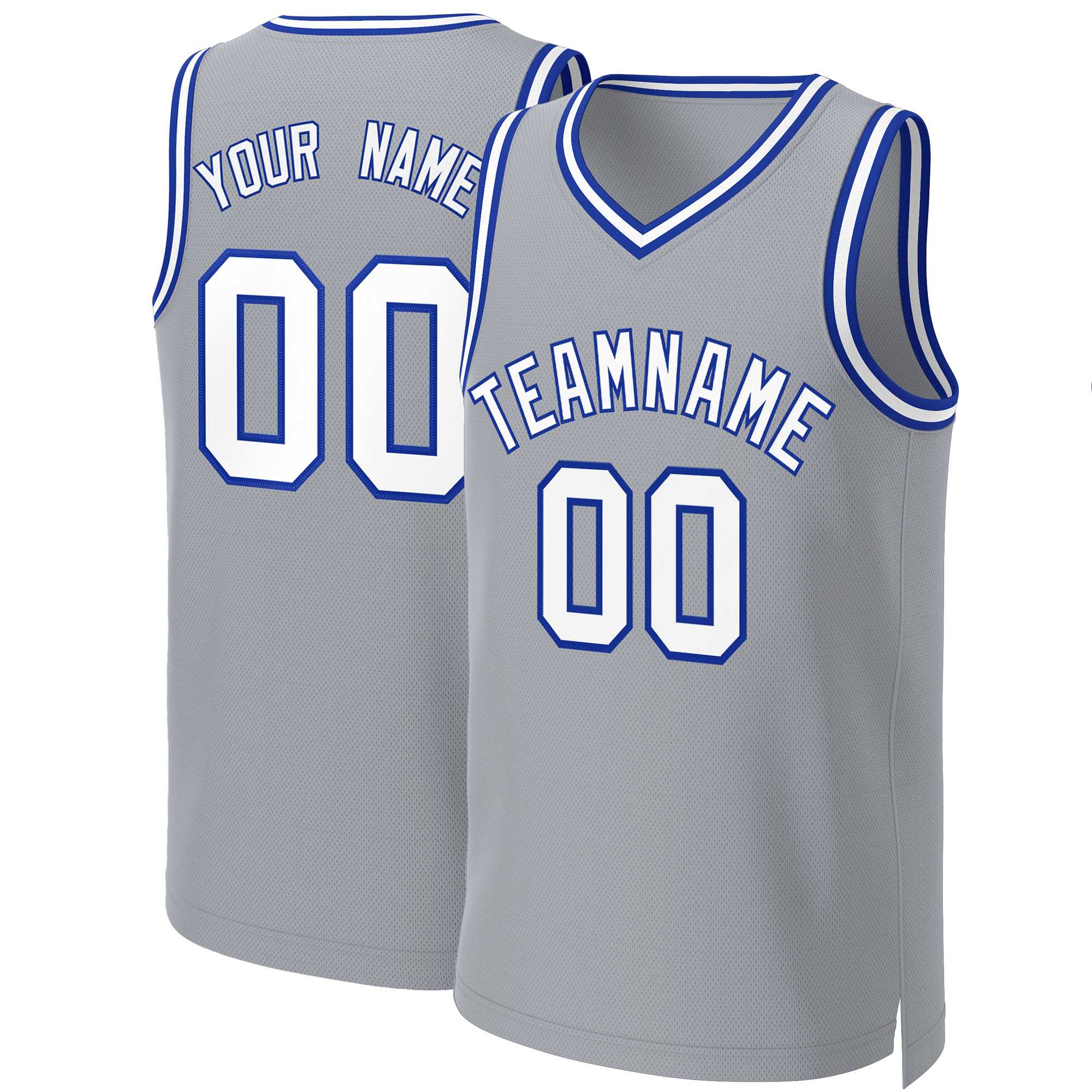 Custom Gray White-Royal Classic Tops Basketball Jersey
