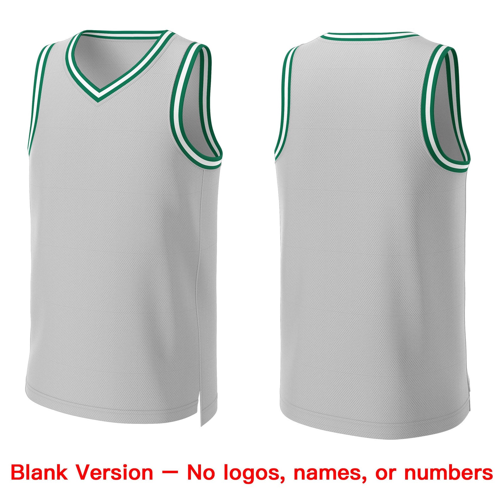 Custom Gray Kelly Green-White Classic Tops Basketball Jersey