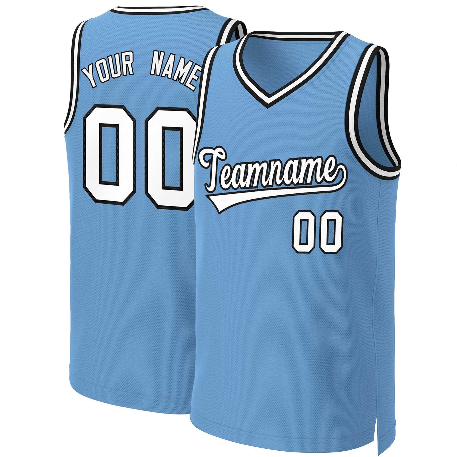 Custom Light Blue White-Black Classic Tops Basketball Jersey