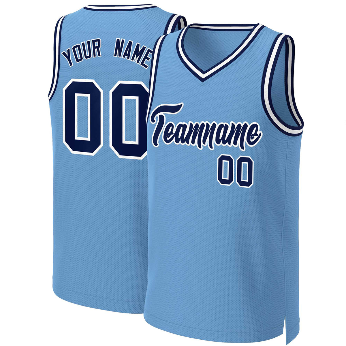 Custom Light Blue Navy-White Classic Tops Basketball Jersey