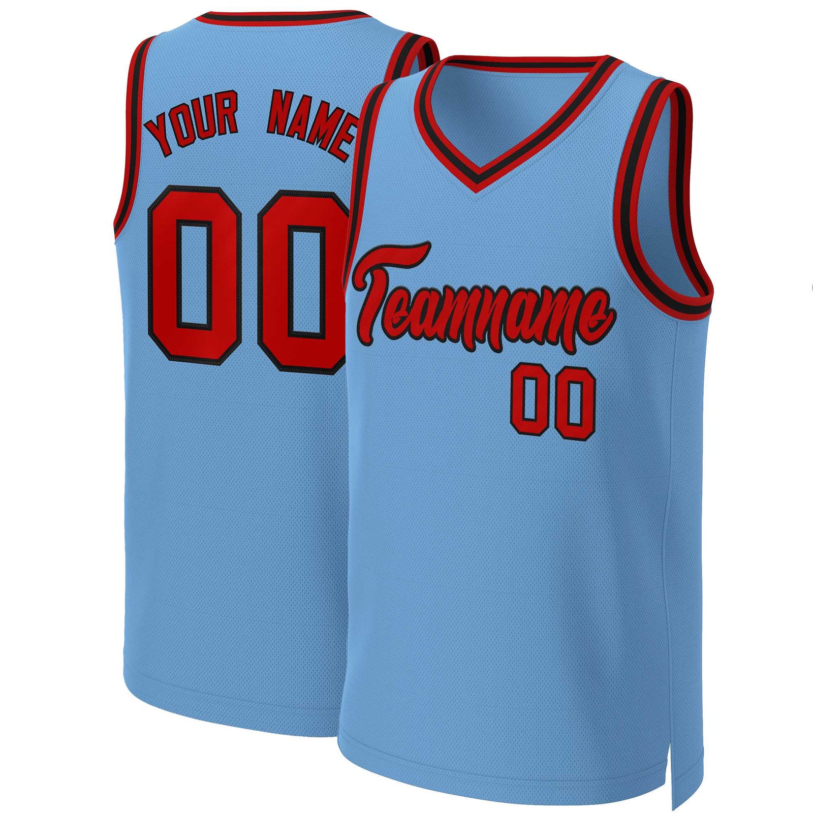 Custom Light Blue Red-Black Classic Tops Basketball Jersey