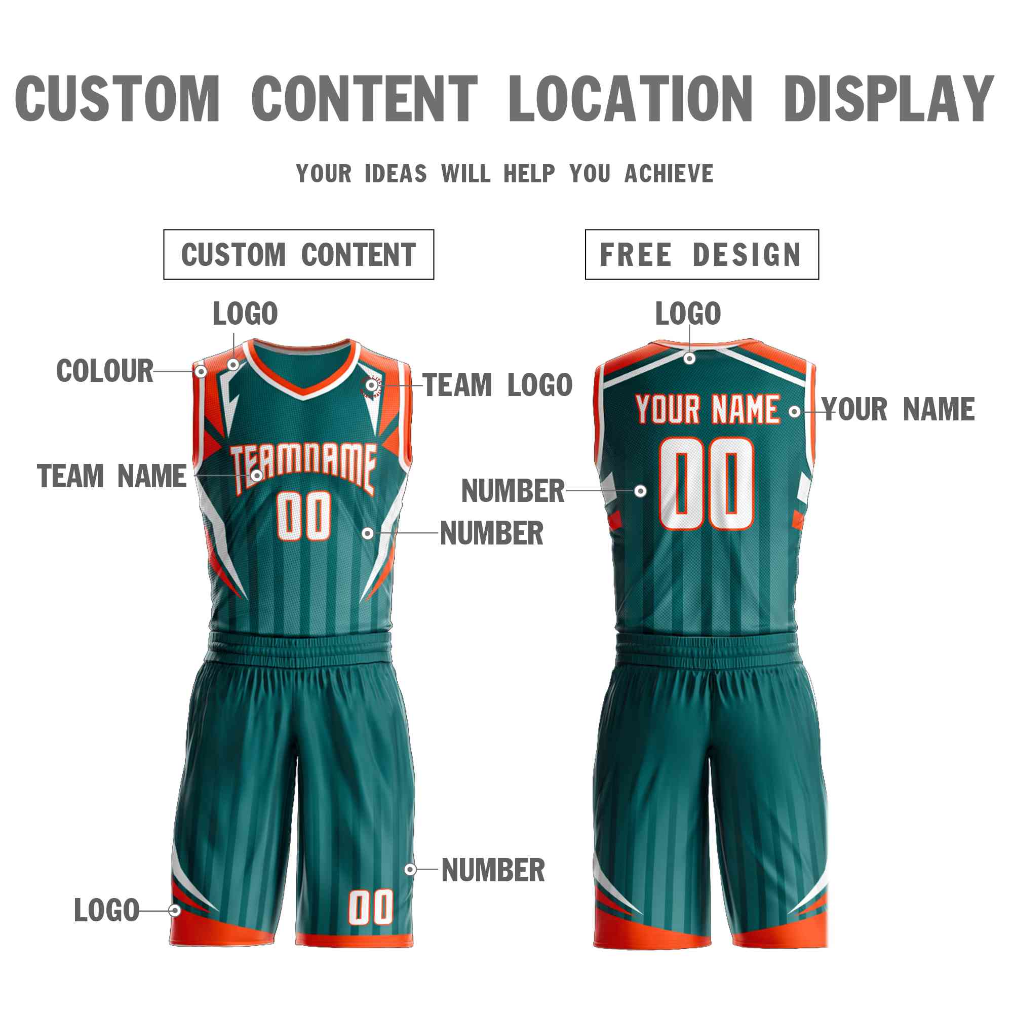 Custom Aqua White-Orange Graffiti Pattern Sets Angular Element Basketball Jersey