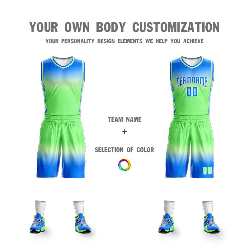 Custom Light Blue White Blue-White Gradient Fashion Sets Basketball Jersey