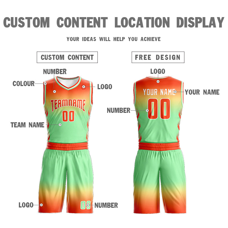 Custom Orange Yellow Orange-White Gradient Fashion Sets Basketball Jersey
