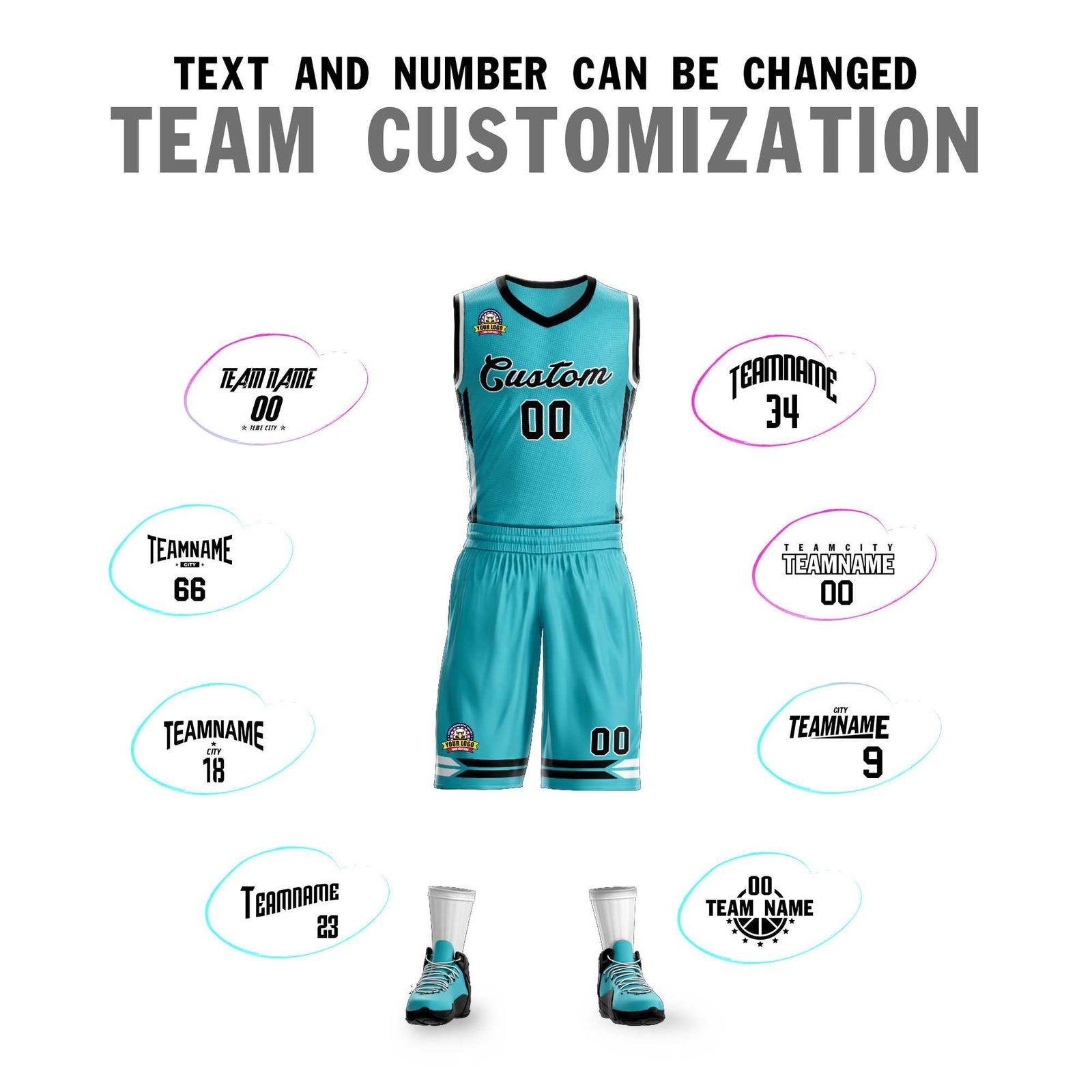 Custom Aqua Black Classic Sets Mesh Basketball Jersey