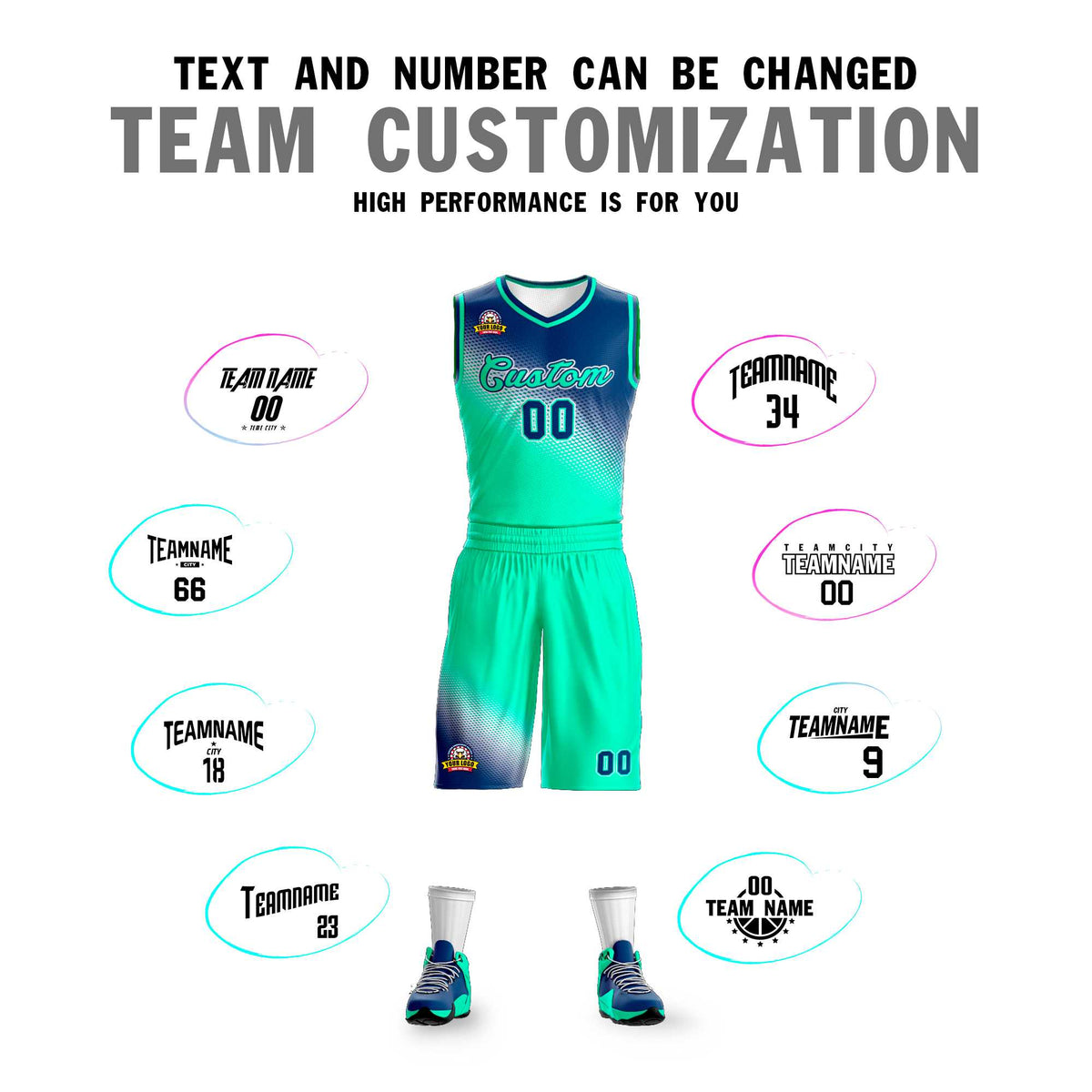 Custom Navy Neon Green Gradient Fashion Sports Uniform Basketball Jersey