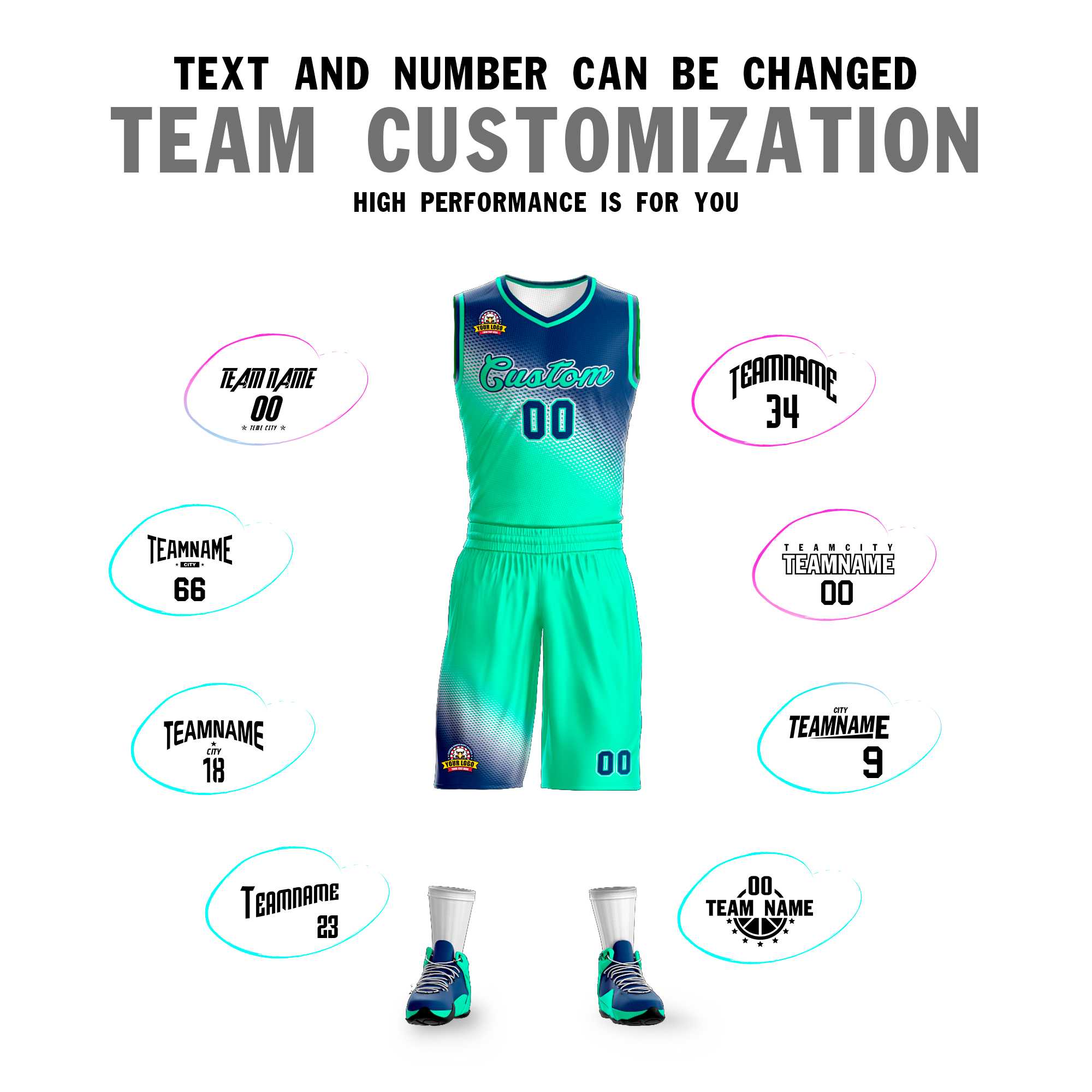 Custom Navy Neon Green Gradient Fashion Sports Uniform Basketball Jersey