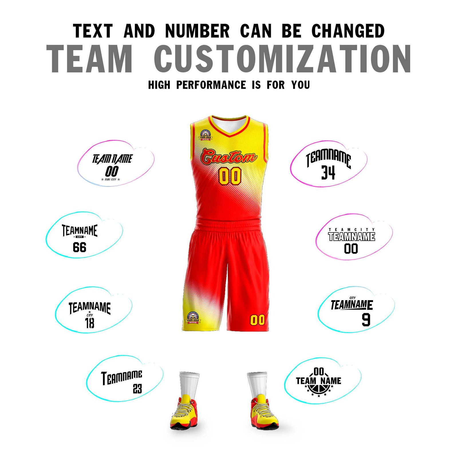 Custom Gold Red Gradient Fashion Sports Uniform Basketball Jersey