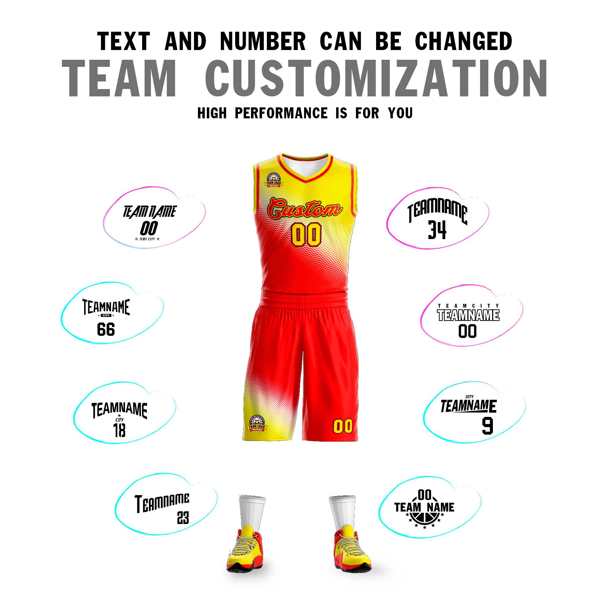 Custom Gold Red Gradient Fashion Sports Uniform Basketball Jersey