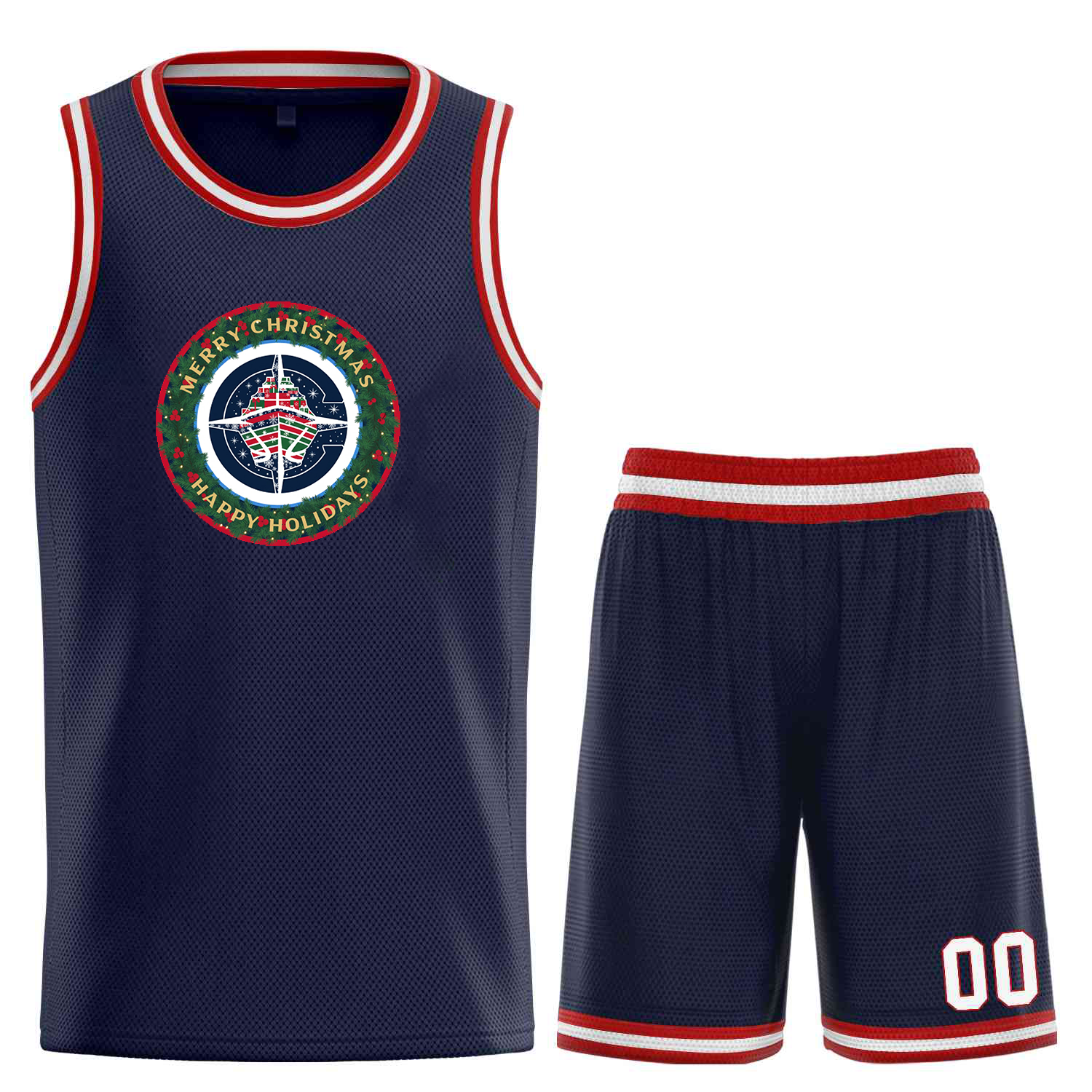 Custom Christmas Los Angeles Navy Red-White Classic Sets Curved Basketball Jersey