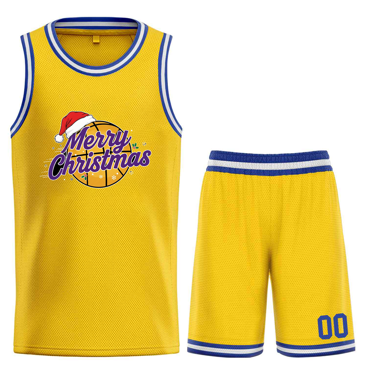 Custom Christmas Los Angeles Yellow Blue Classic Sets Basketball Jersey