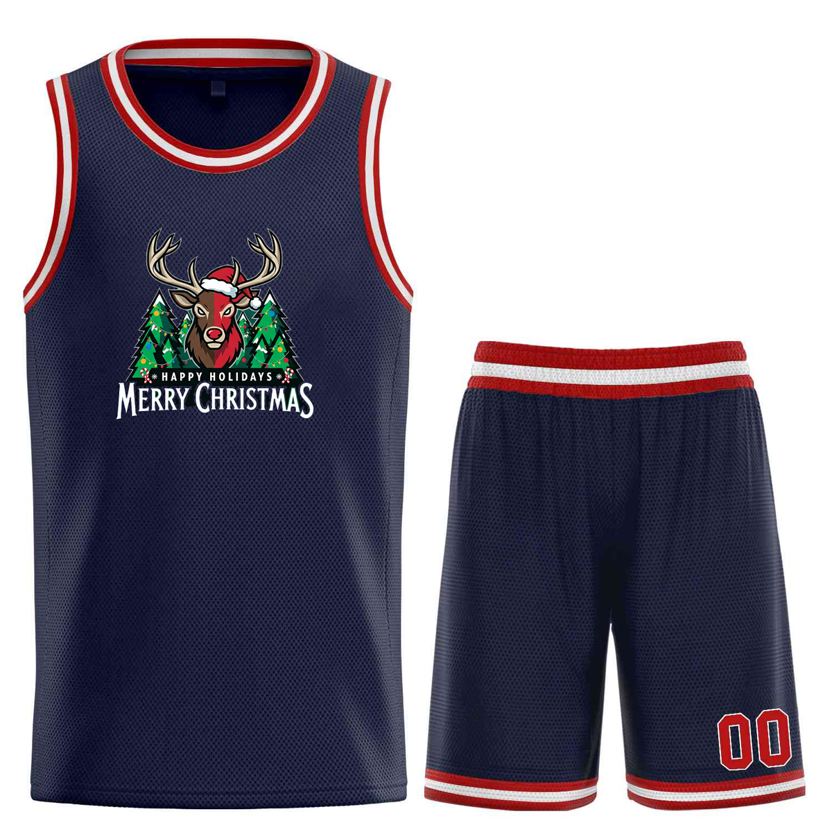 Custom Christmas Minnesota Navy Red-White Classic Sets Curved Basketball Jersey