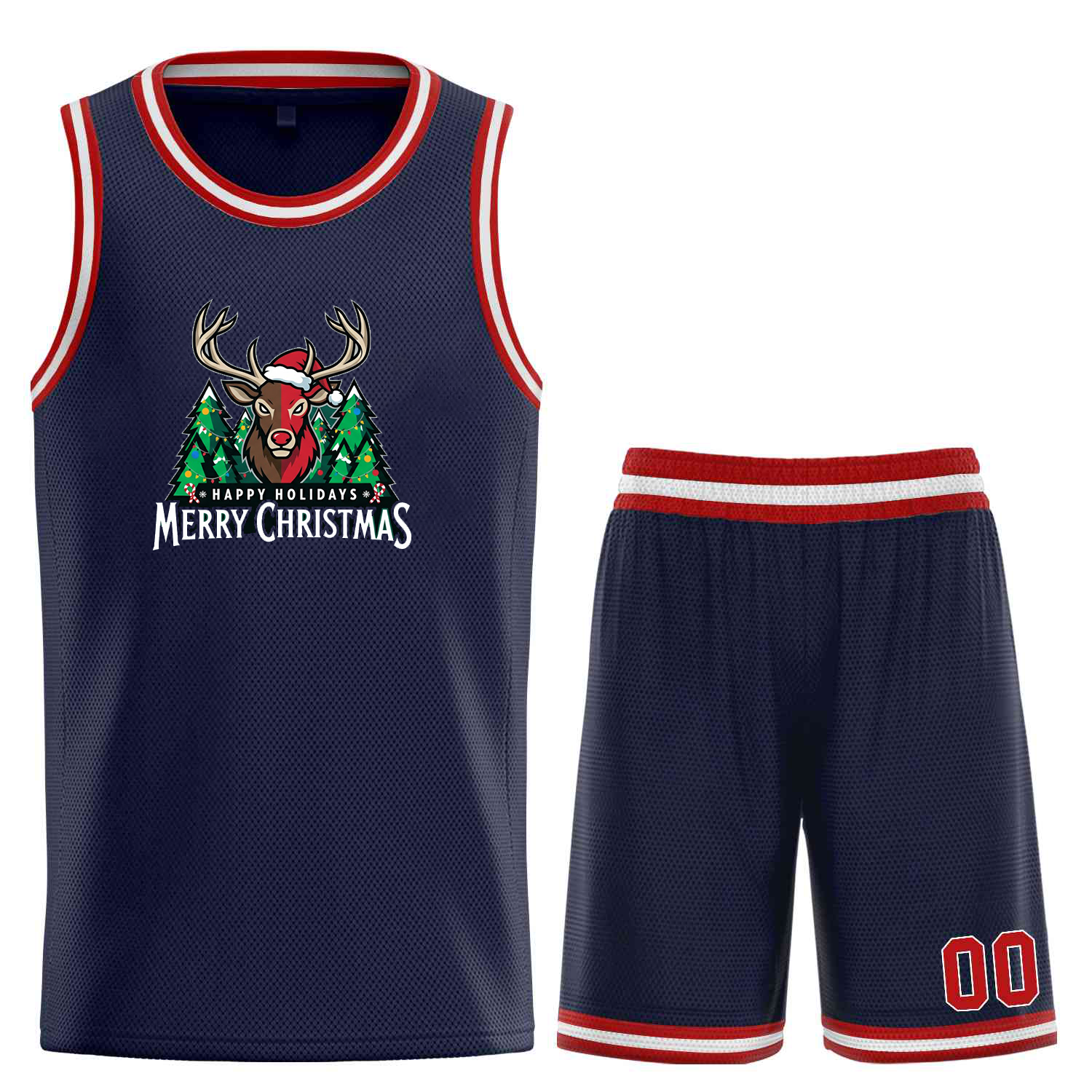 Custom Christmas Minnesota Navy Red-White Classic Sets Curved Basketball Jersey