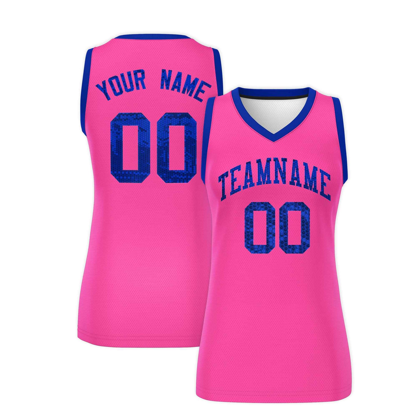 Custom Pink Royal Women Basketball Jersey Sequined Dress
