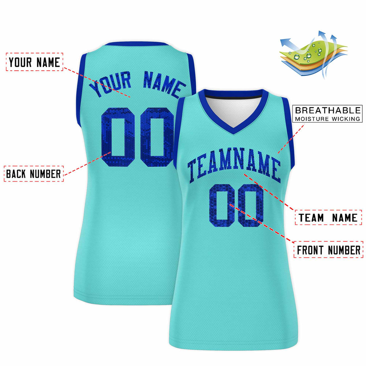 Custom Bright Green Royal Women Basketball Jersey Sequined Dress