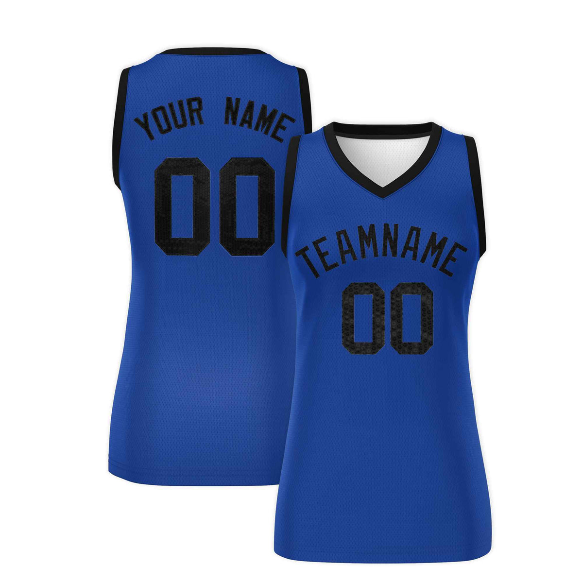 Custom Royal Black Women Basketball Jersey Sequined Dress