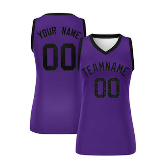 Custom Purple Black Women Basketball Jersey Sequined Dress - Style 1