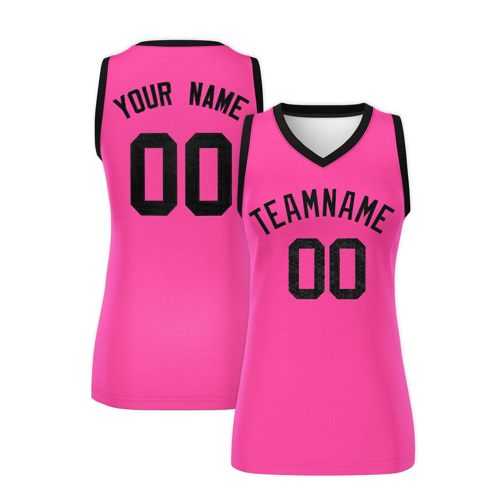 Custom Pink Black Women Basketball Jersey Sequined Dress