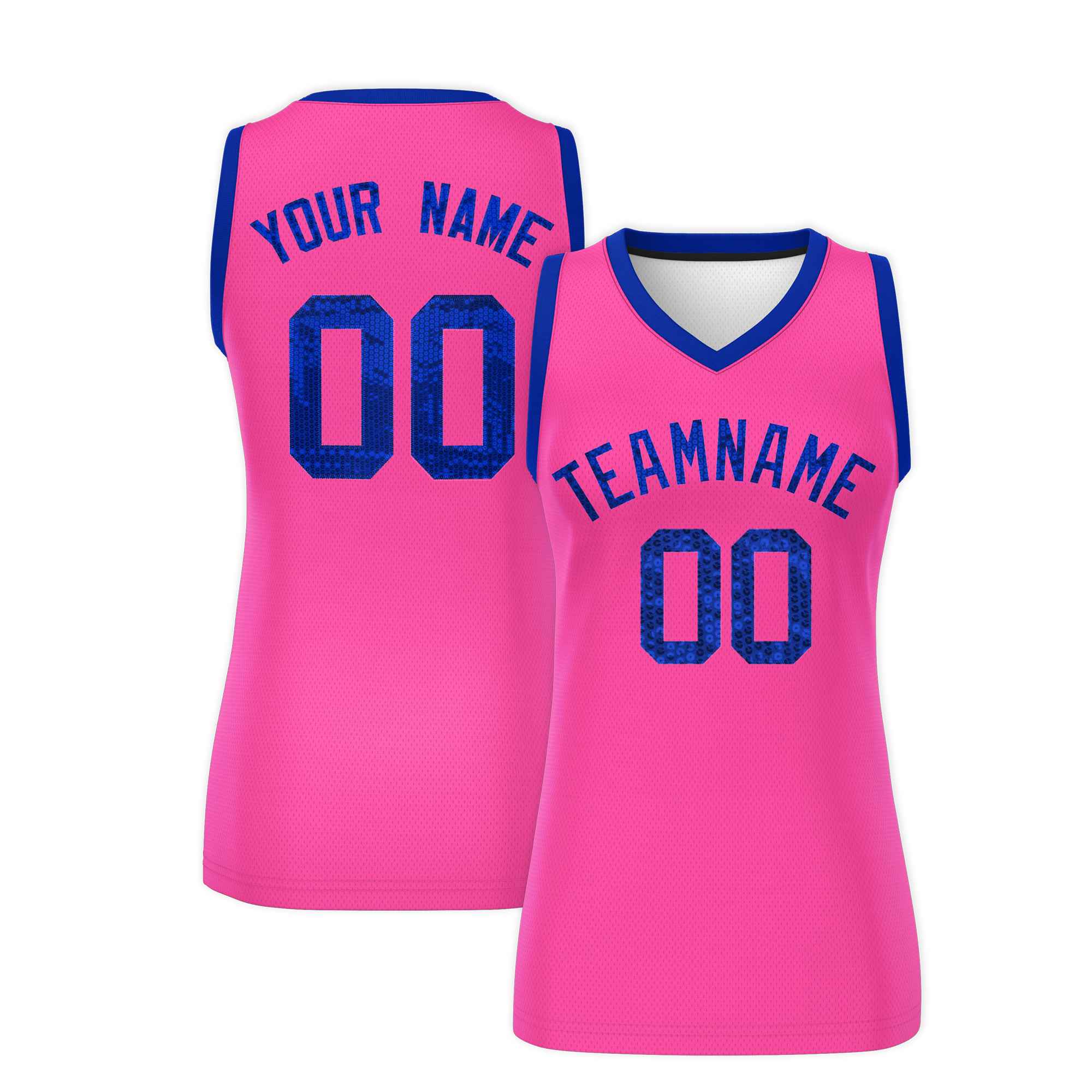 Custom Pink Royal Women Basketball Jersey Sequined Dress