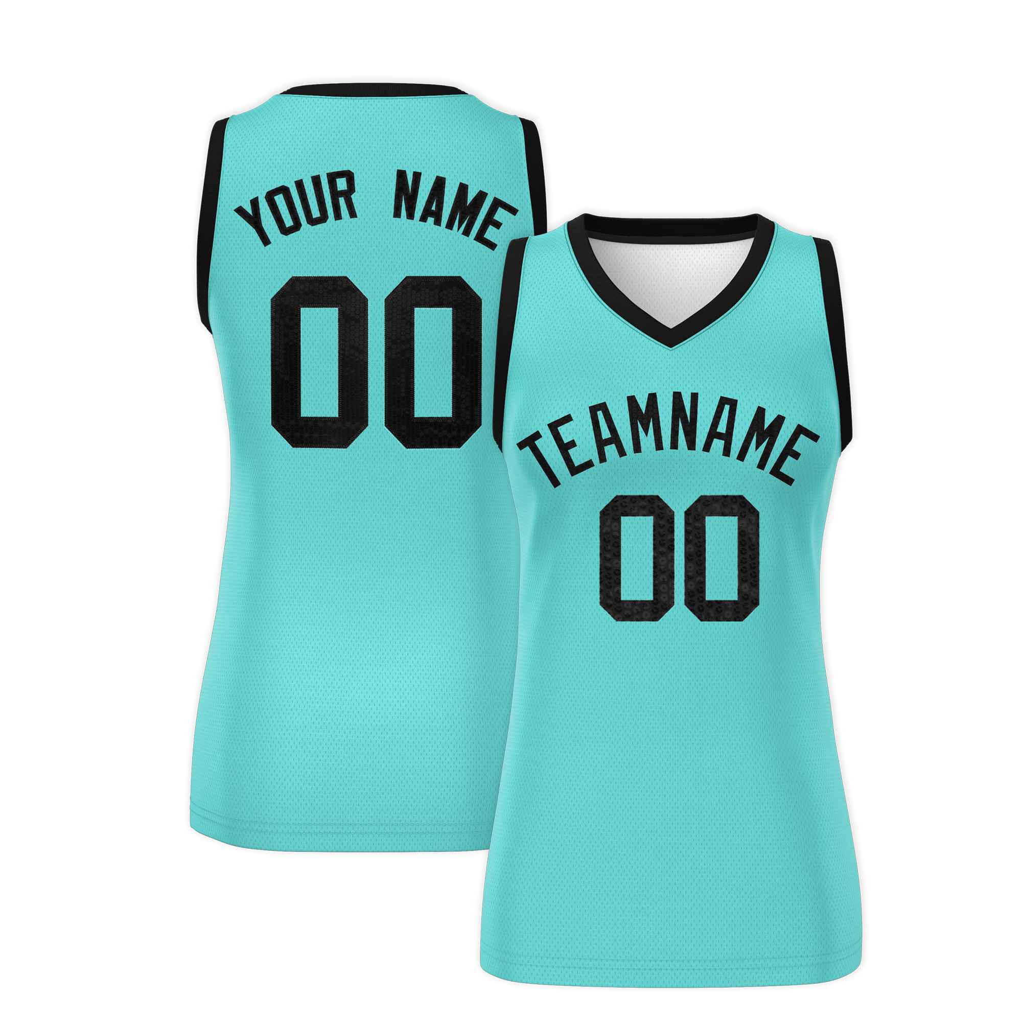 Custom Bright Green Black Women Basketball Jersey Sequined Dress