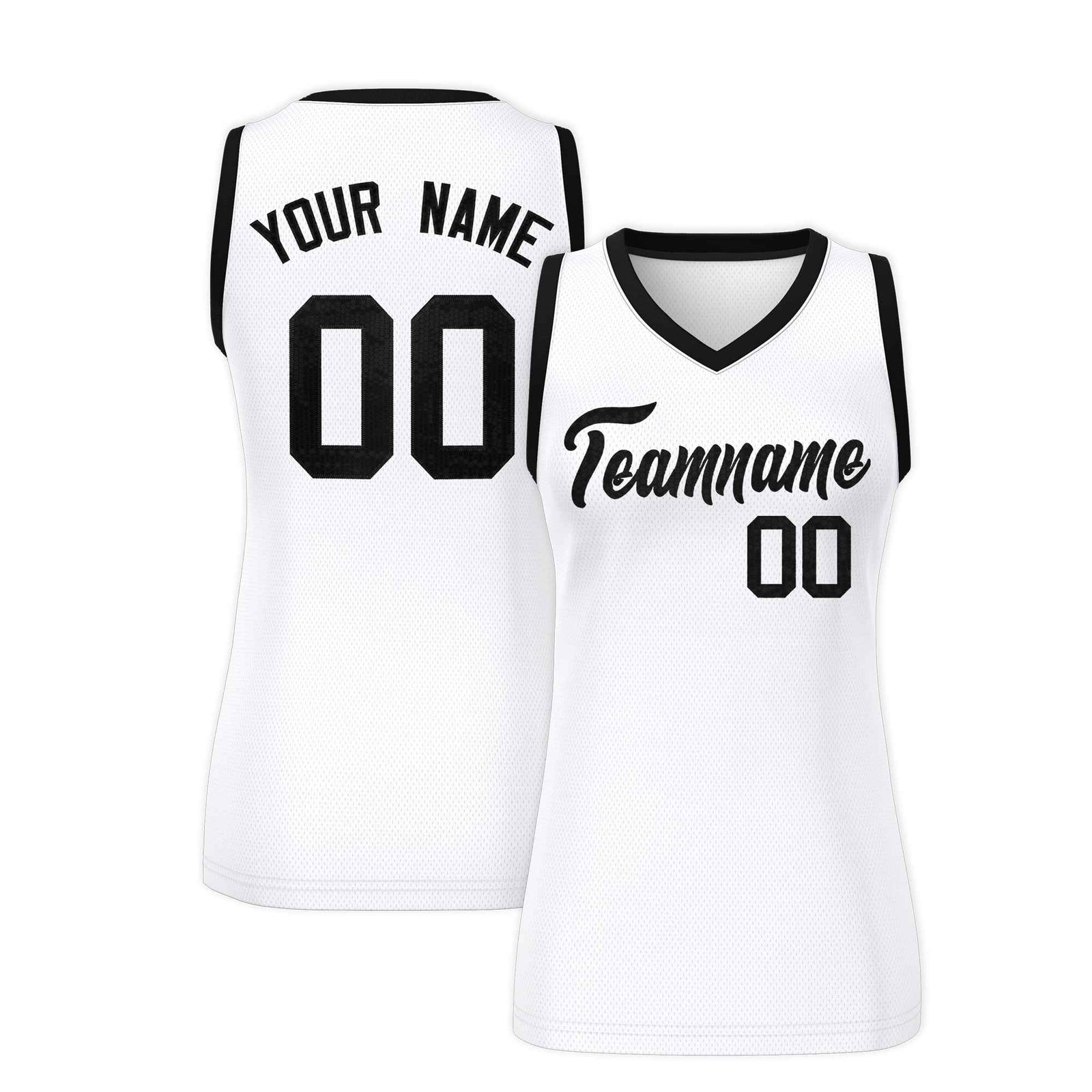 Custom White Black Women Basketball Jersey Sequined Dress