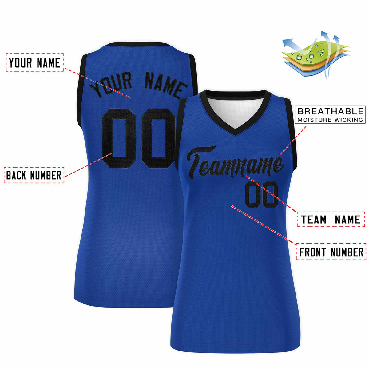 Custom Royal Black Women Basketball Jersey Sequined Dress