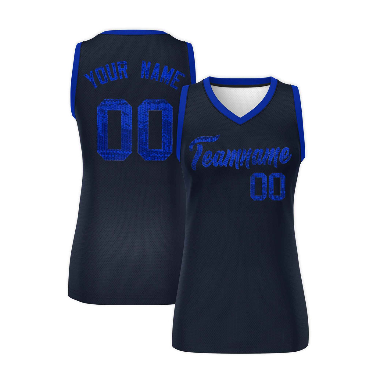 Custom Navy Royal Women Basketball Jersey Sequined Dress
