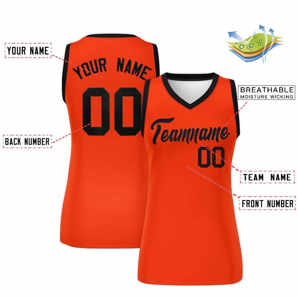 Custom Orange Black Women Basketball Jersey Sequined Dress
