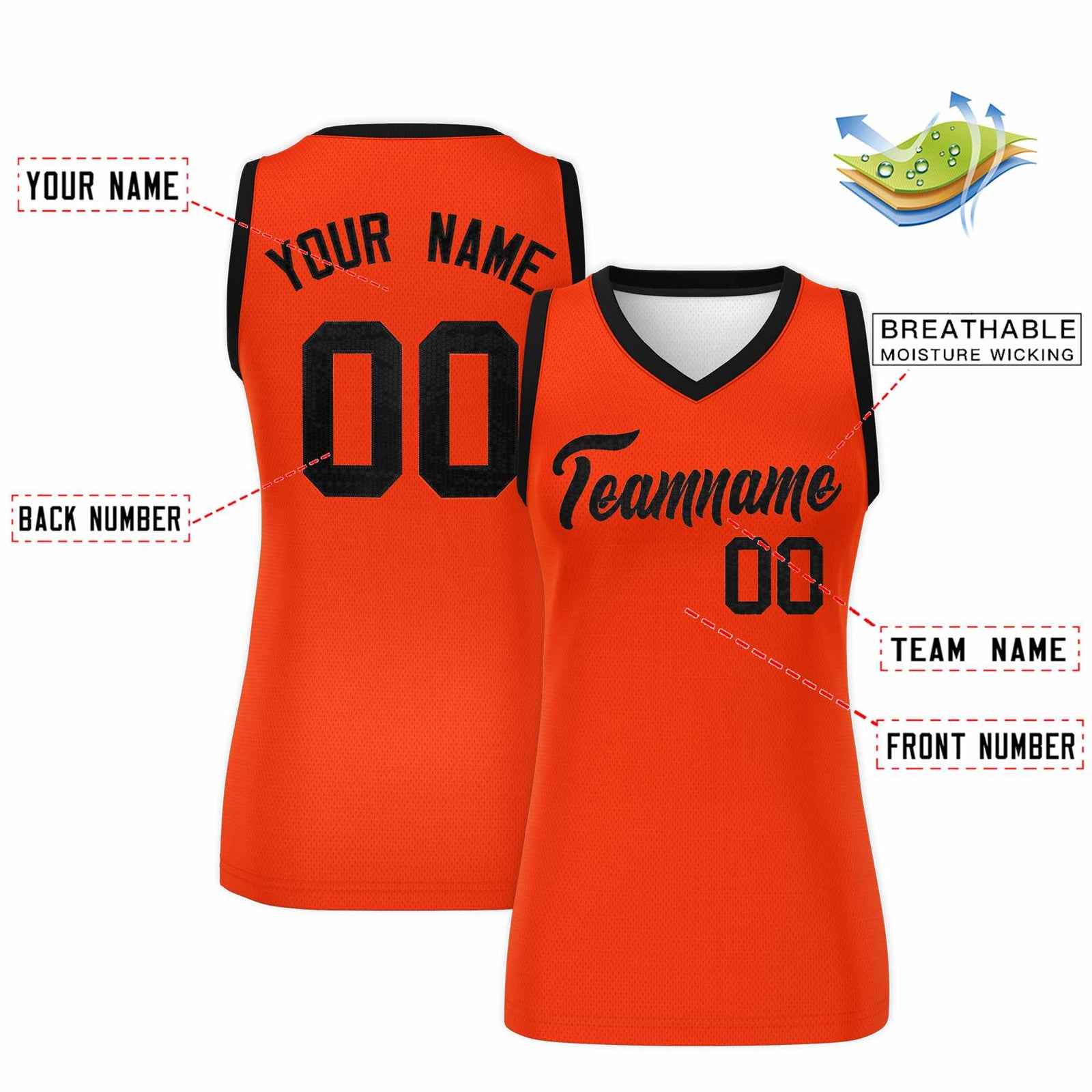 Custom Orange Black Women Basketball Jersey Sequined Dress
