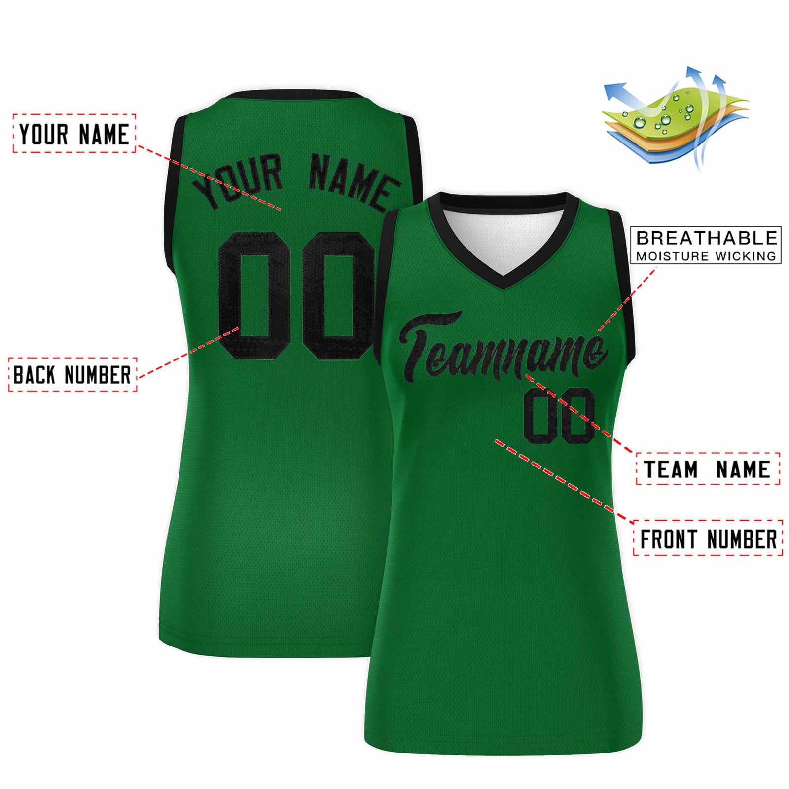 Custom Kelly Green Black Women Basketball Jersey Sequined Dress