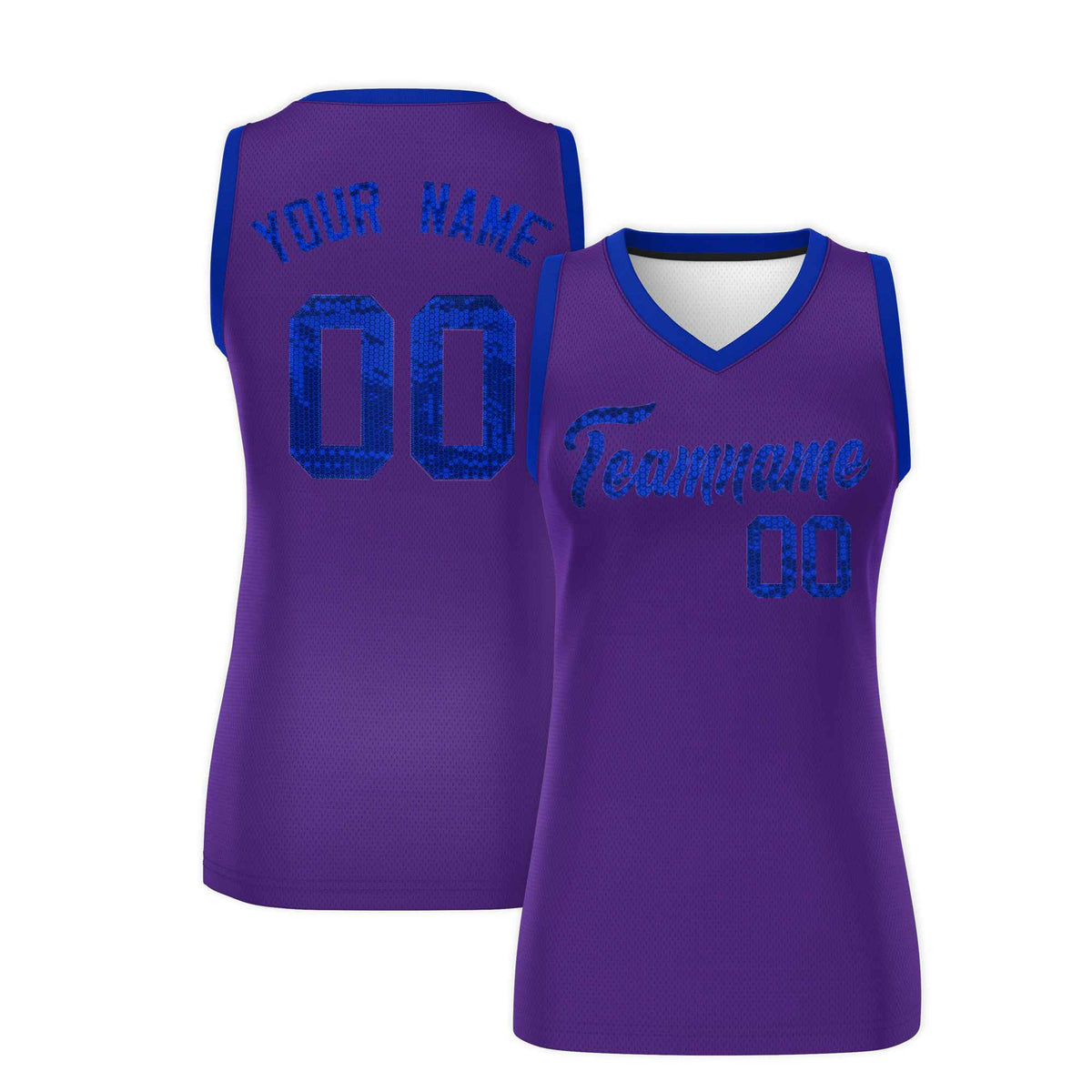 Custom Purple Royal Women Basketball Jersey Sequined Dress
