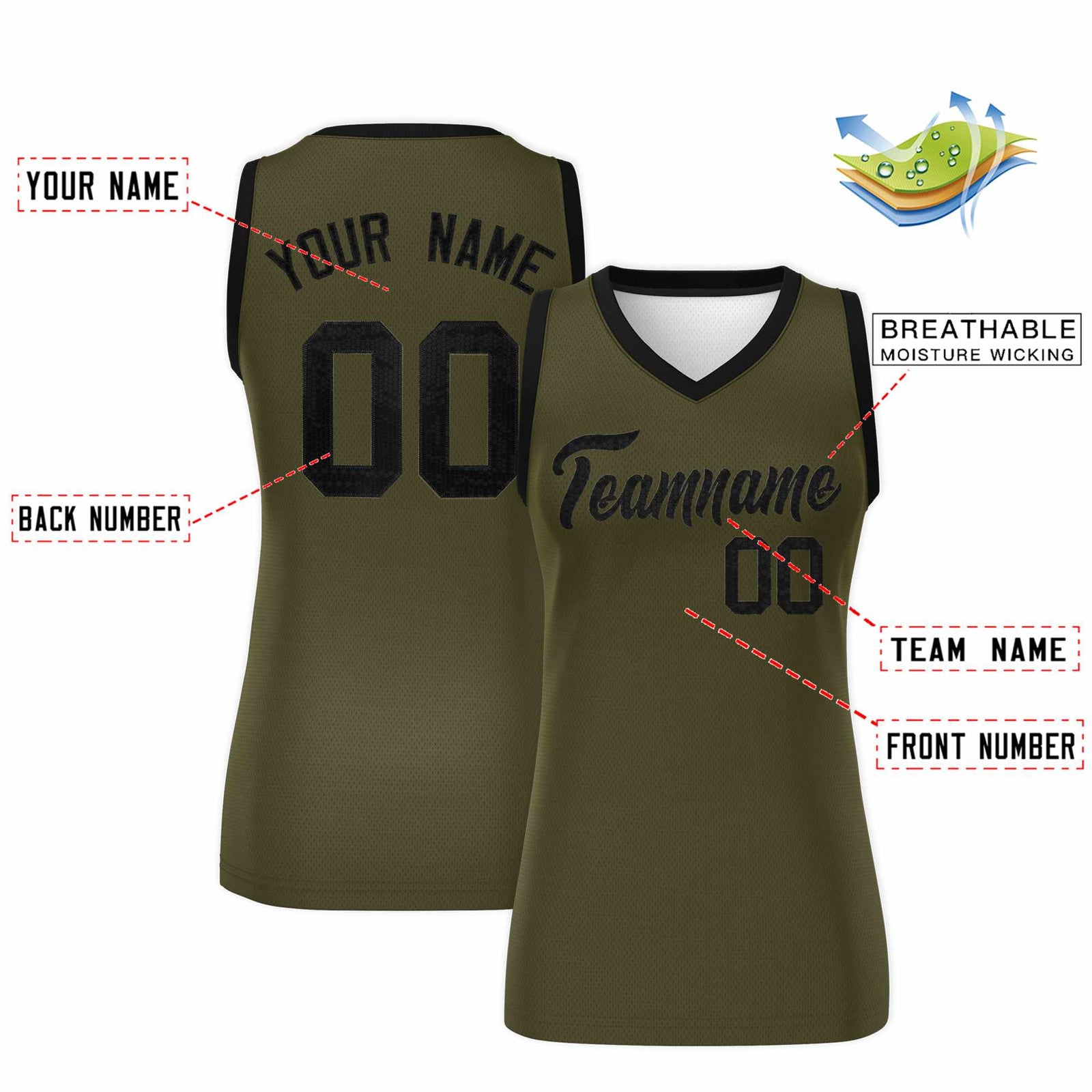 Custom Olive Black Women Basketball Jersey Sequined Dress
