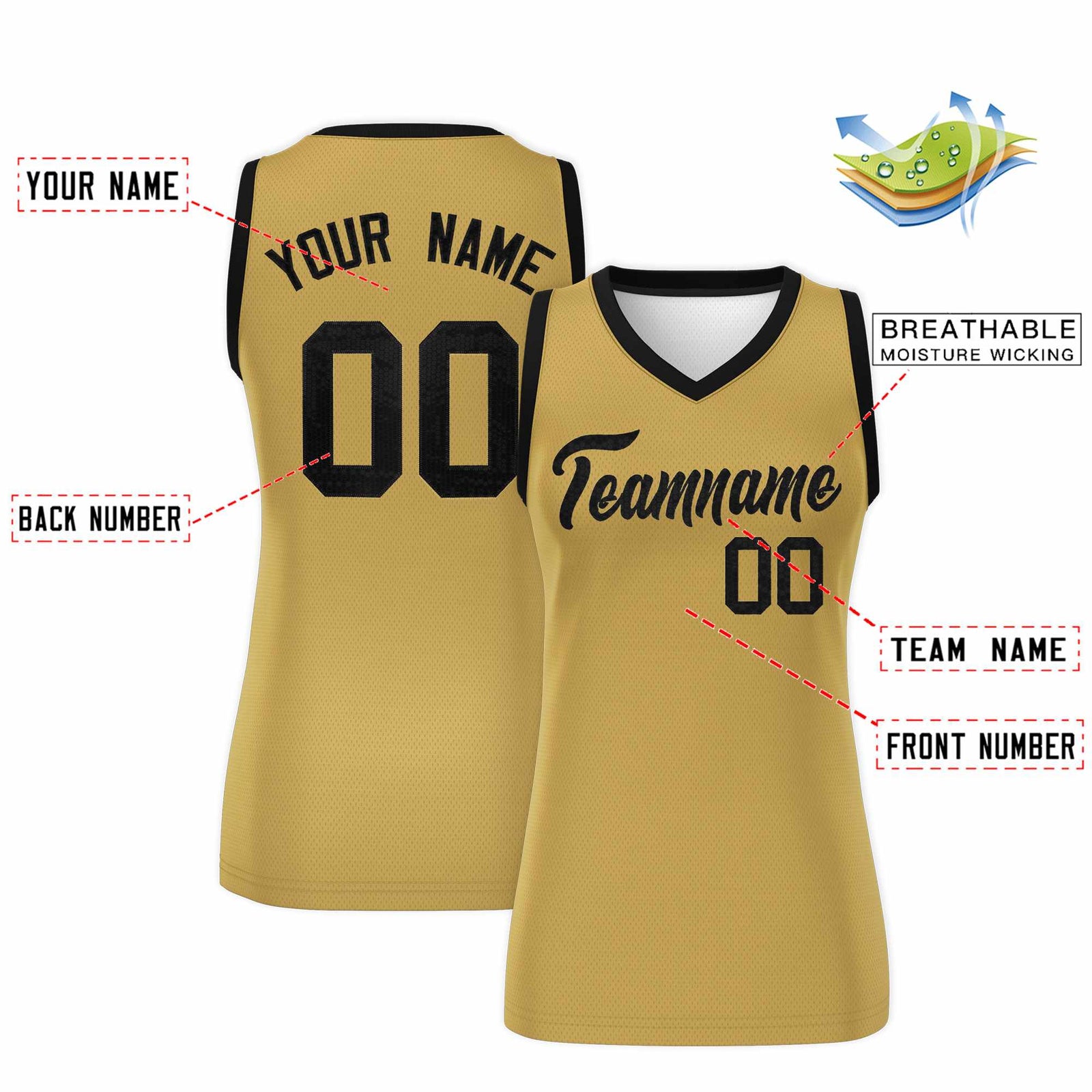 Custom Old Gold Black Women Basketball Jersey Sequined Dress