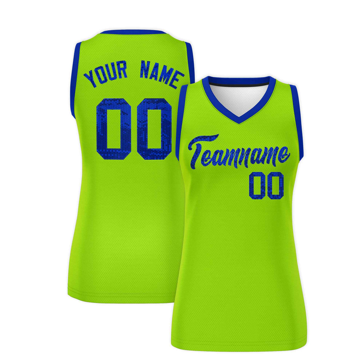Custom Neon Green Royal Women Basketball Jersey Sequined Dress