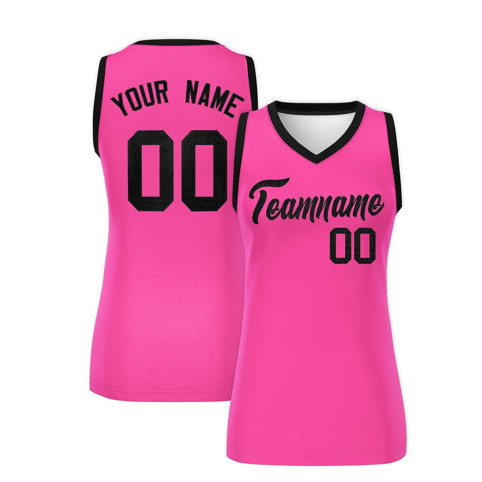 Custom Pink Black Women Basketball Jersey Sequined Dress