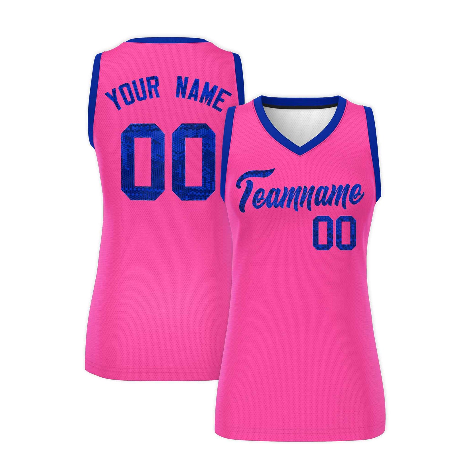Custom Pink Royal Women Basketball Jersey Sequined Dress