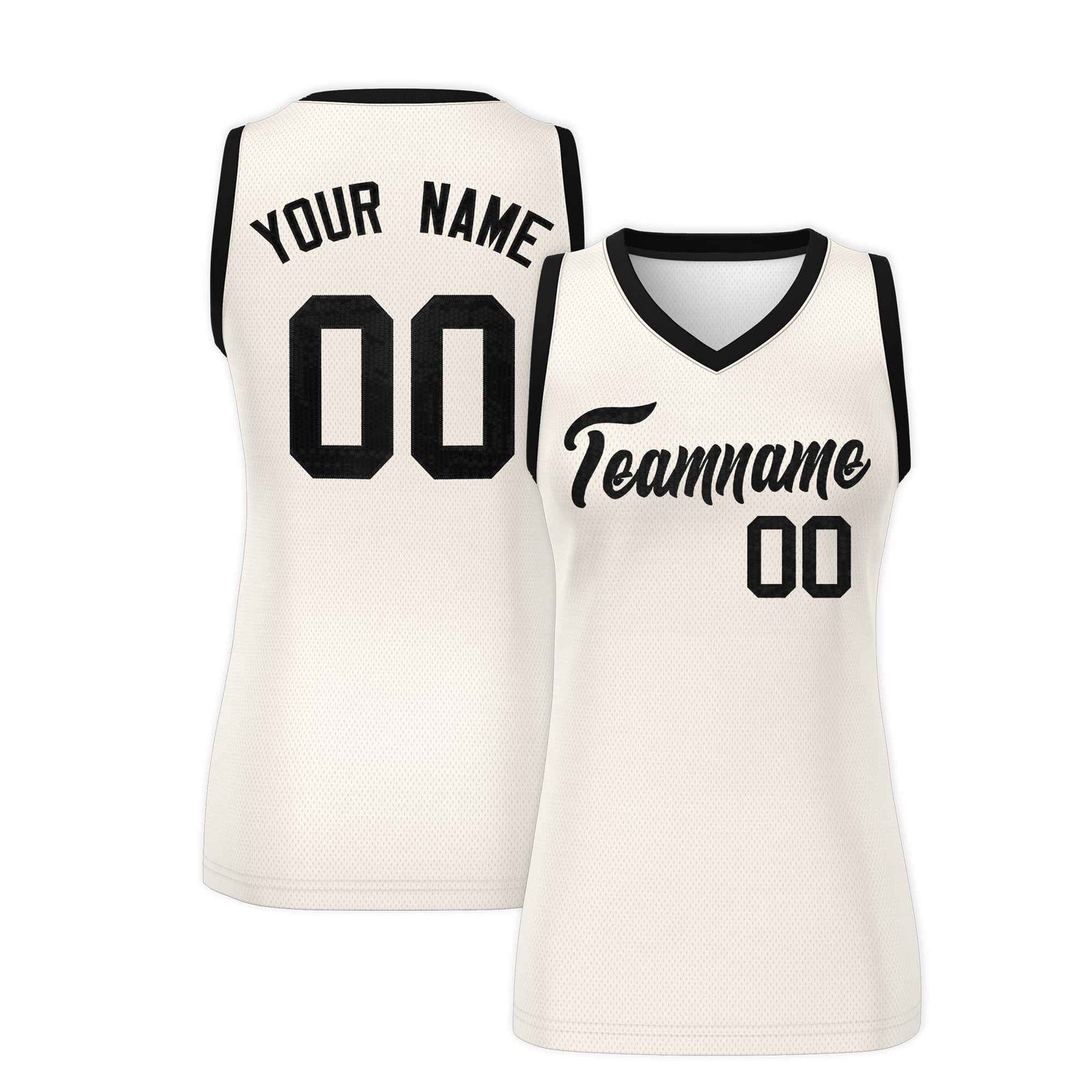Custom Cream Black Women Basketball Jersey Sequined Dress