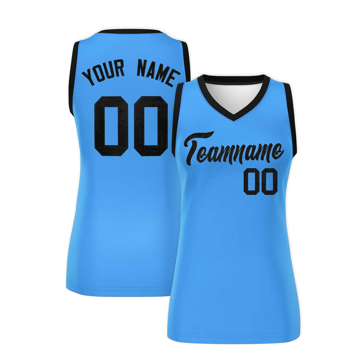 Custom Powder Blue Black Women Basketball Jersey Sequined Dress