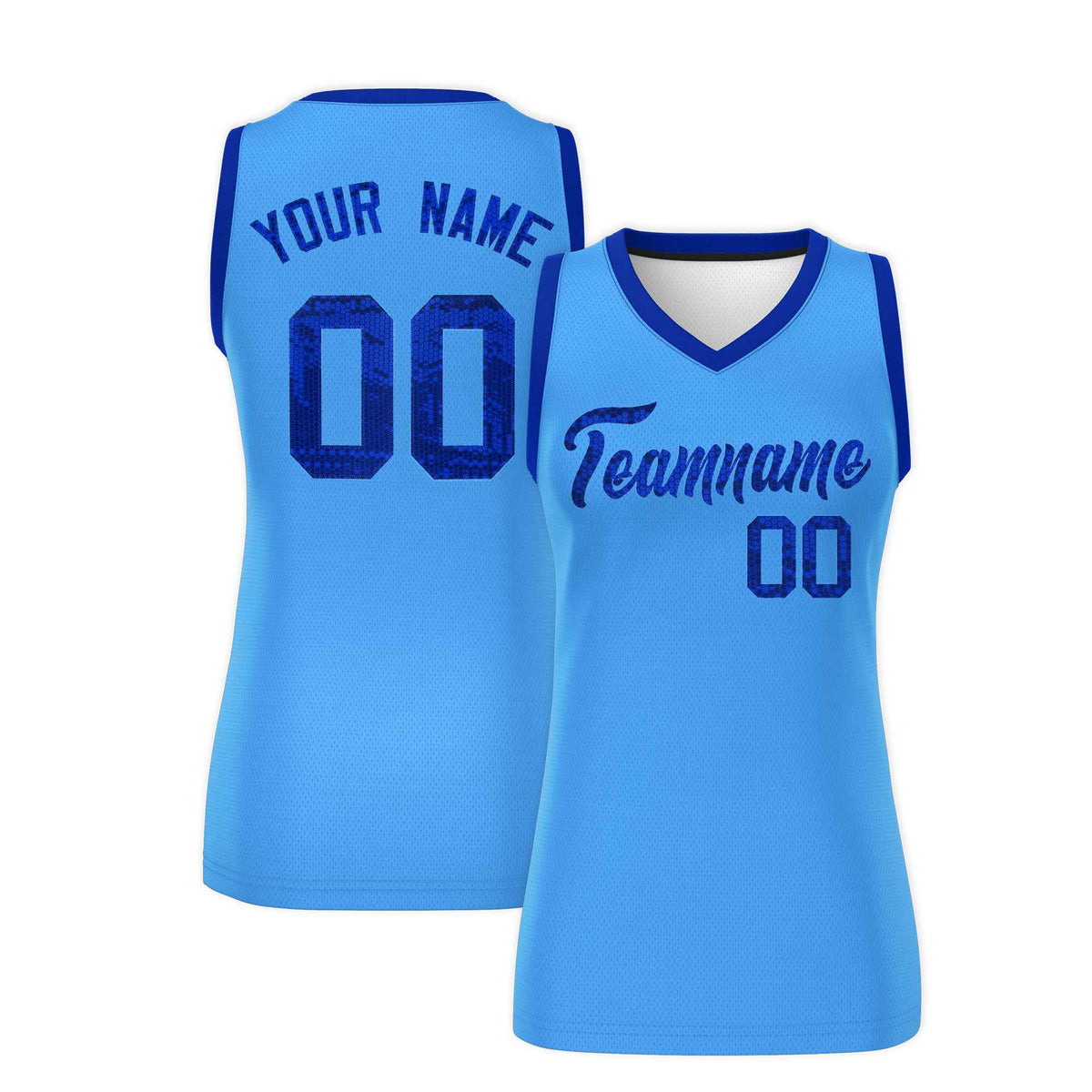 Custom Powder Blue Royal Women Basketball Jersey Sequined Dress
